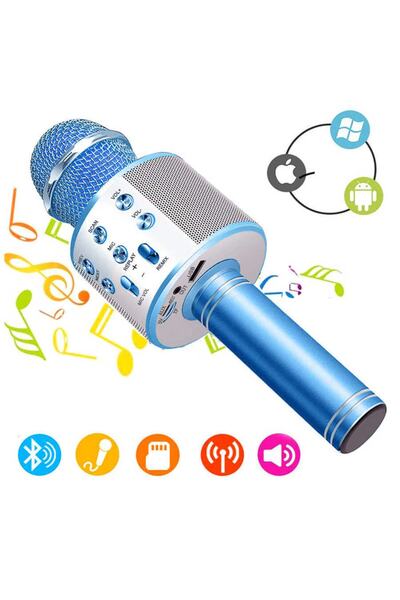 BLUPPLE Ws-858 Karaoke Bluetooth 4,0 Kablosuz Mikrofon Dahili Hoparlör Usbflash Destekli 1800mah Pil