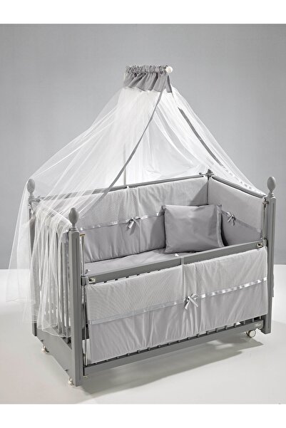 Meltem Smart Kral Anne Yanı Ahşap Sallanır Beşik 60x120 cm (gri-gri)
