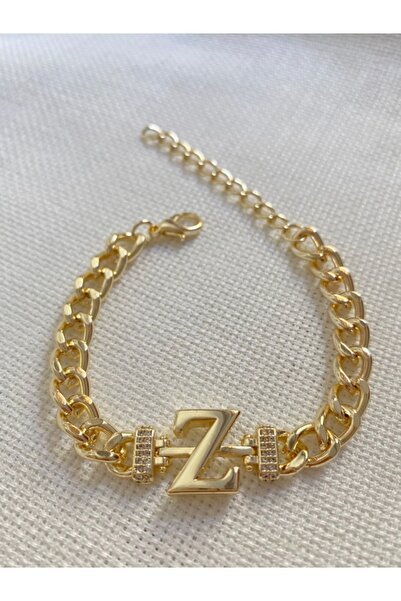 DEMOKAN Kadın Bileklik Z Harf Kararmaz Zirkon Taş Özel Kaplama Ayarlanabilir Bileklik