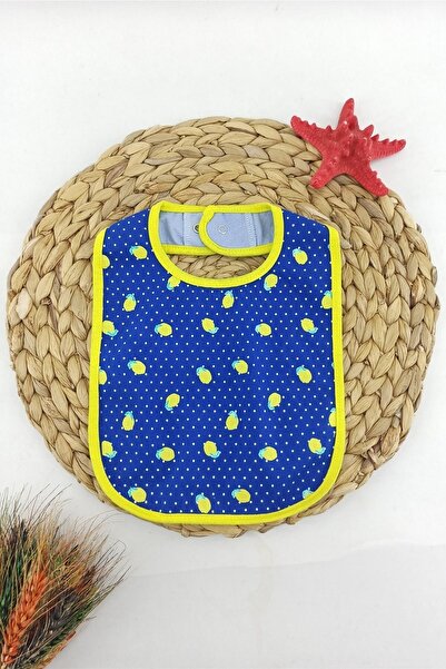 dubi baby Limon Desen Sıvı Geçirmez Arkası Alezli Bebek Mama Önlüğü 6-18 Ay