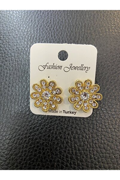 ÇELİKSİLVERTAKI Abiye Üstü Taşlı Papatya Bijuteri Küpe