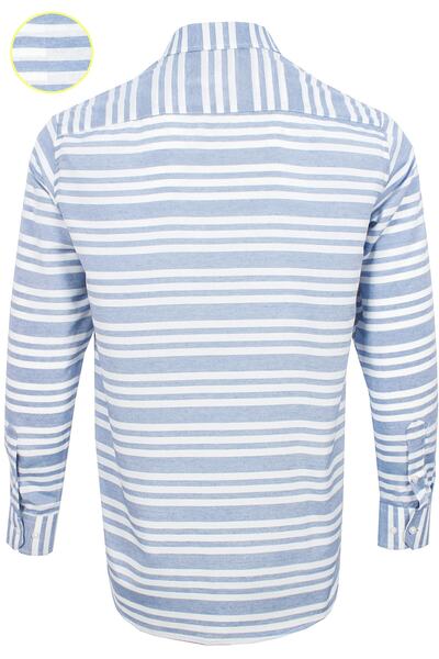 Varetta Чоловіча сорочка з довгими рукавами, коміром на ґудзиках, класичним кроєм та смугастим візерунком світло-блакитного кольору.