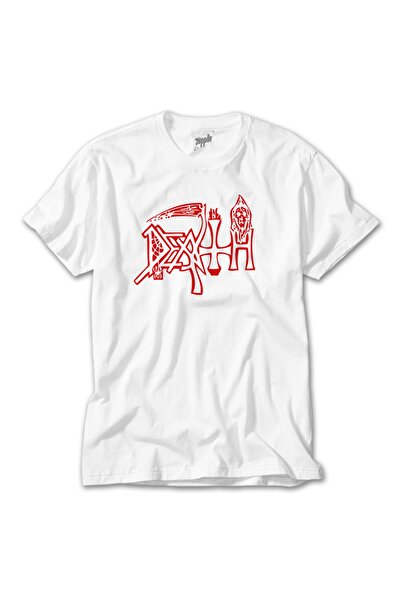 Z zepplin تي شيرت أبيض بشعار الموت