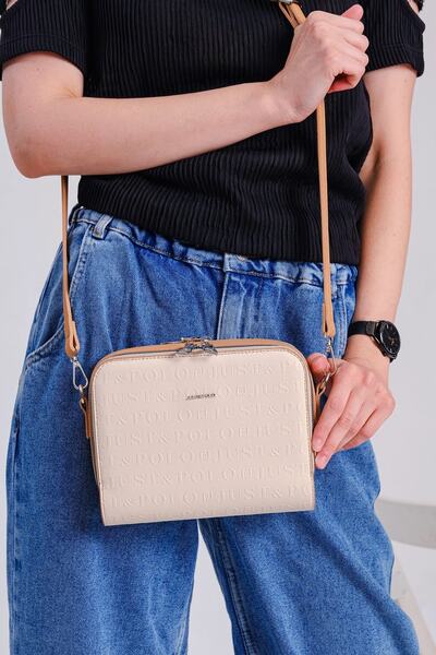 Just Polo Kadın Krem Çok Bölmeli 2 Gözlü Mini Çapraz Kutu Çanta