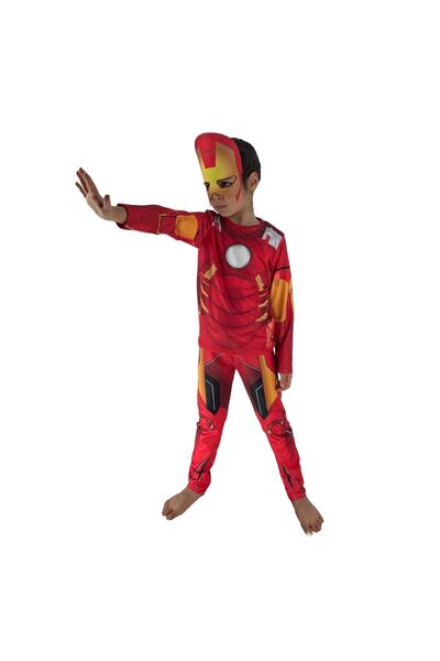 Moni Erkek Çocuk Maskeli 3d Robot Görünümlü Dijital Baskılı Ironman Kostümü