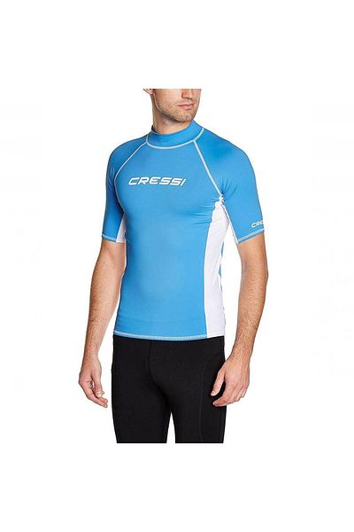 Cressi Rash Guard Man Short Sleeve T-shirt Blue-white-no:4