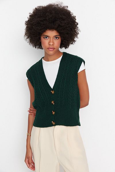 Trendyol Collection Strickweste - Grün - Regular Fit