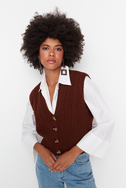 Trendyol Collection Sweater Vest - Brown - Regular fit