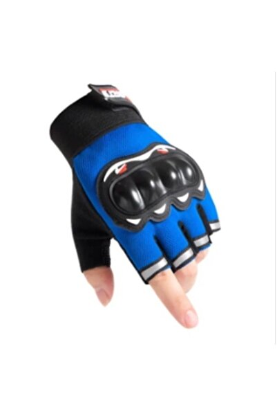 MOTOAS Unisex Korumalı Yarım Bisiklet Motorsiklet Eldiveni Parmaksız Reflektörlü