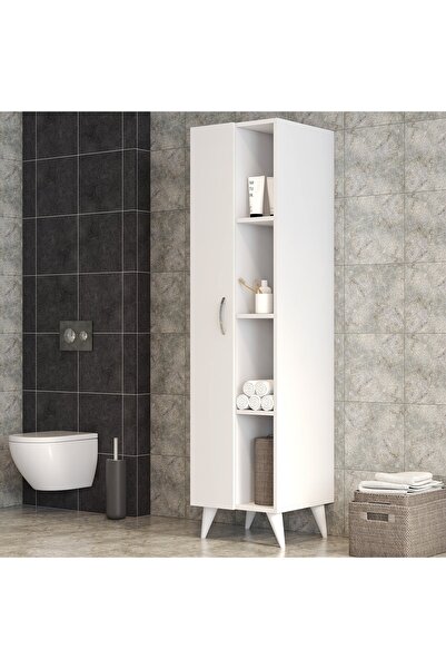 Tanmob Tek Kapılı Raflı Ütü Masası Dolabı Beyaz - Bdl0301