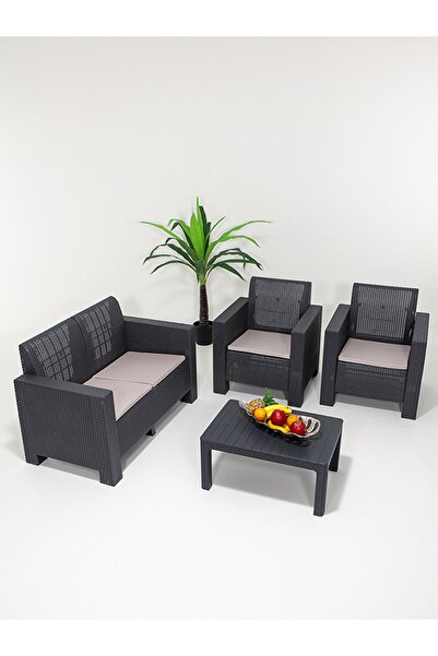 MOBETTO Bahçe Aksu 2 1 1 S Balkon, Bahçe, Cafe Oturma Grubu - Antrasit