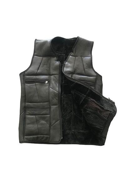 Lndr Patchwork Inside Fur-Outside Suede Real Leather Vest