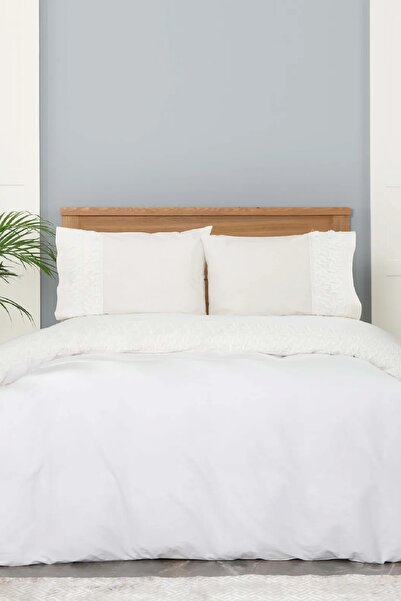 Karaca Home Serenity Beyaz %100 Pamuk Brodeli Çift Kişilik Nevresim Takımı