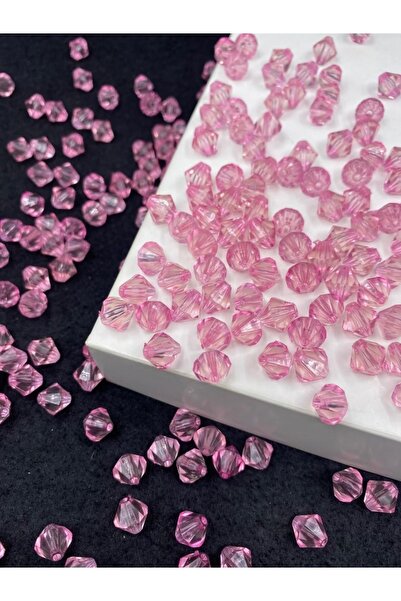 Hedef Bijuteri 10mm Pembe Renk Piramit Model Akrilik Boncuk,takı, Çanta Yapım...