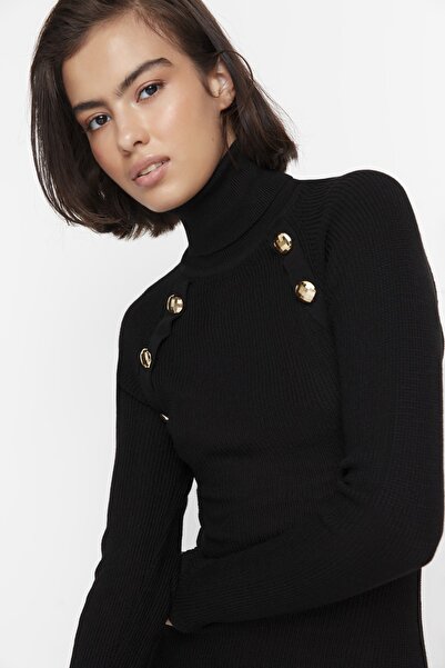 Trendyol Collection Černé černé úplety Rolákové šaty TWOAW23EL00076 Šaty TWOAW23EL00076