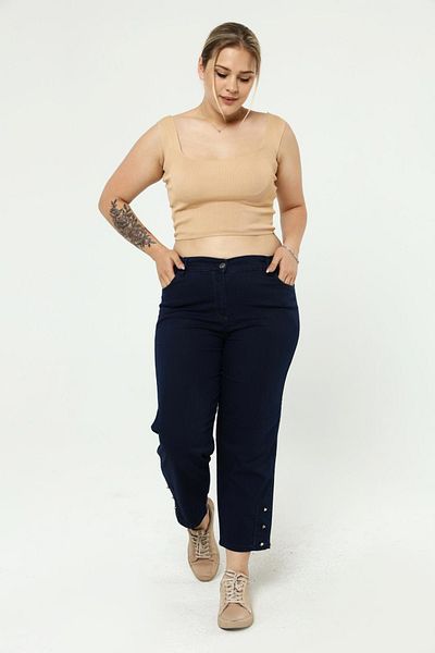 xlargebutik Plus Size Women's Clothing Super Comfortable Elastic Waist Ankle Length Jeans