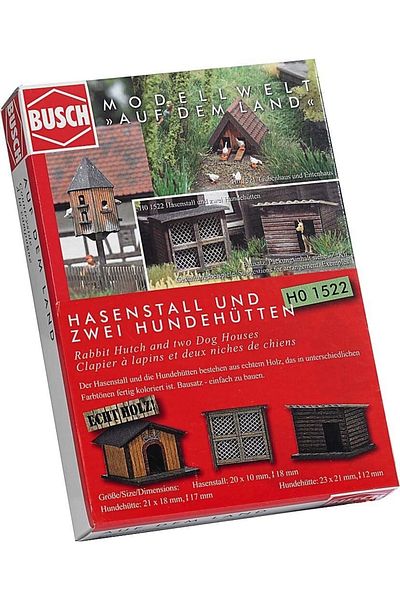 Busch 1:87 Ho Dog Huts And Rabbit Cage Miniature Model