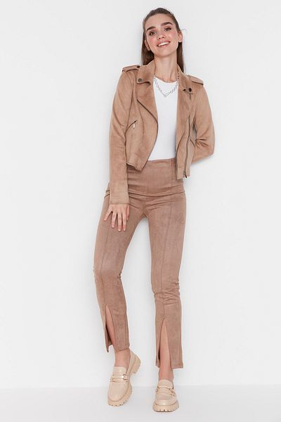 Trendyol Collection Norkové pletené kalhoty s detailním rozparkem TWOAW23PL00211