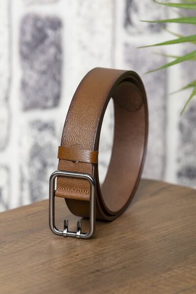 KASVA DERİ حزام من الجلد الأصلي باللون البندق مقاس 4 سم