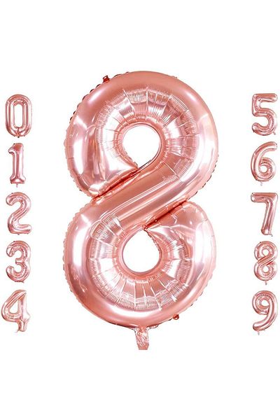 Patladı Gitti 8 Eight Number Rose Gold Foil Balloons 32-34" Inc 82 Cm