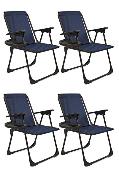 moniev Natura 4 Adet Kamp Sandalyesi Katlanır Piknik Sandalye Oval Bardaklıkl...