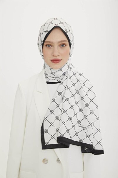 Armine Sport Modal Şal Düz Geometrik 1b - Beyaz