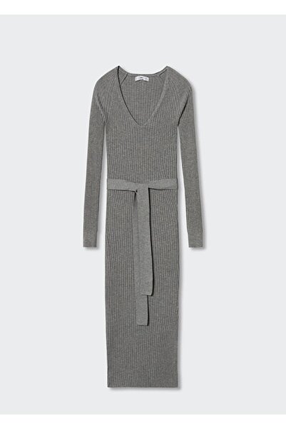 MANGO Woman Fiyonklu Örgü Elbise
