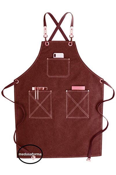 medusaforma Çapraz Askılı Mutfak Önlüğü Master Chef Cafe Restaurant Şef Garso...
