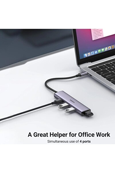 Ugreen Alüminyum Type-c To 4 Portlu Usb 3.0 Çoklayıcı Adaptör