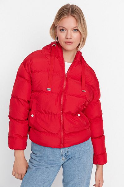 Trendyol Collection Palton gonflabil hidrofug cu glugă roșie TWOAW21MO0022