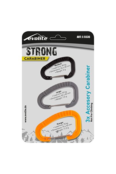 Evolite Strong 3'lü Karabina Seti - Turuncu/gri/siyah