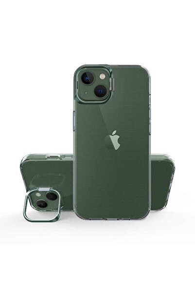 CaseWorld Iphone 13 Uyumlu Kapak Lens Standlı Sararmaz Şeffaf Silikon Kılıf -...