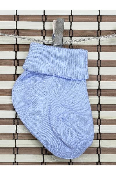 Akface Curled Plain Cotton 3-Piece Men's 0-6 Months Newborn Baby Socks
