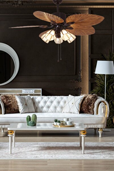 FANCİUM Aydınlatmalı 5 Kanatlı Kahverengi Tavan Vantilatörü