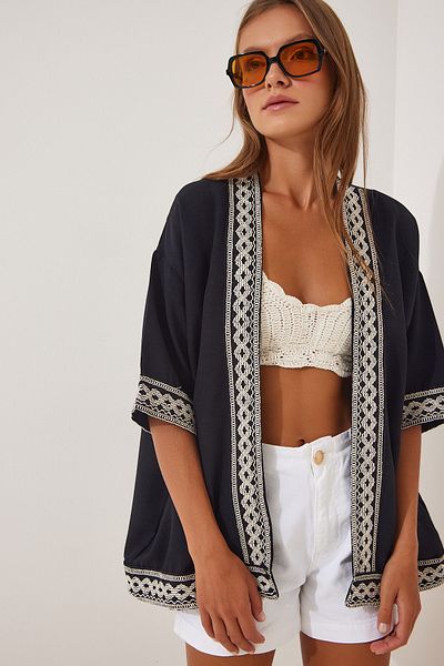 Happiness İstanbul Kimono & Kaftan - Schwarz - Regular Fit