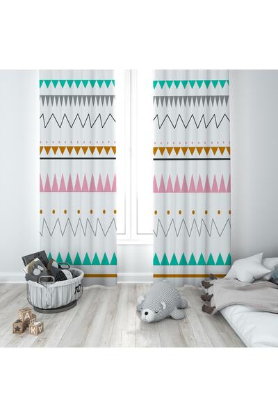 BAMBAŞKA MODA Дитяча кімната Геометричний візерунок Двоє крил Штора Bmfp-184