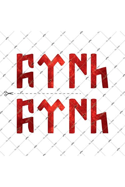 Rfhlm69 Reflektif Gokturkce Turk Yazisi - 2'li Set - Kan Kirmizi