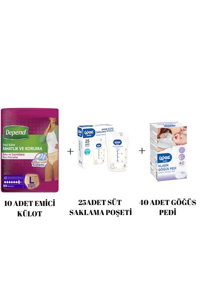 Depend Maternity Pad + Milk Storage Bag + Breast Pad