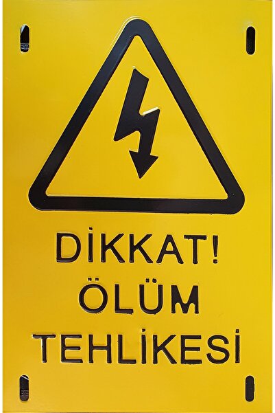 Acil Pano Uyarı Levhası, Isg Levhası, Dikkat Ölüm Tehlikesi, Sarı - (W:150 X ...