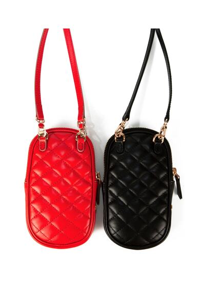 Leather Paper Kırmızı Kapitone Desenli Askılı Deri Mini Çanta