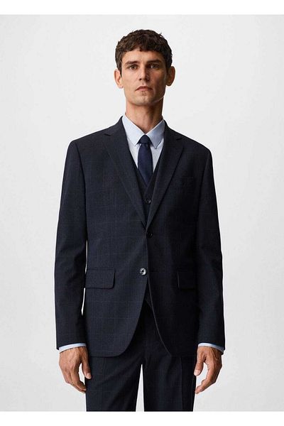 MANGO Man Karierte Blazerjacke im Slim Fit