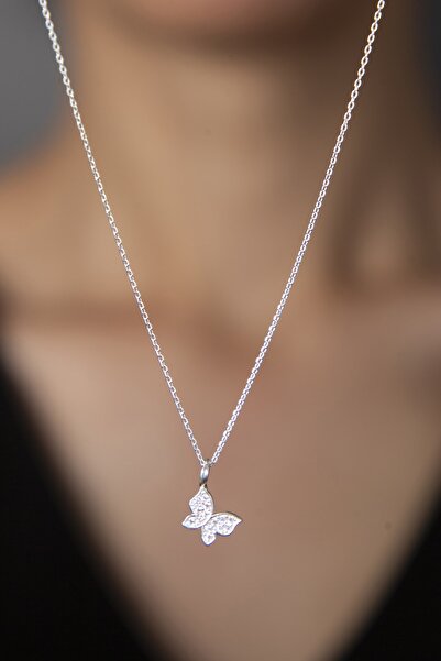 Elika Silver Kadın Kelebek Model 925 Gümüş Kolye