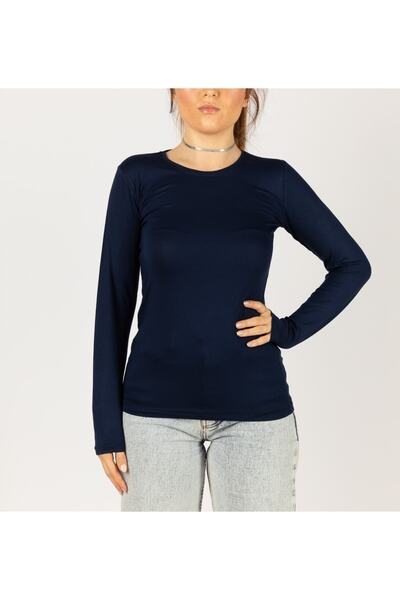 MODA Γυναικείο κορμάκι με στρογγυλή λαιμόκοψη - Σχέδιο με μακριά μανίκια