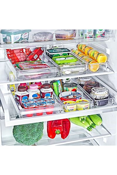 Nandy Home Set of 9 Tall Clear Refrigerator & Cabinet Organizer