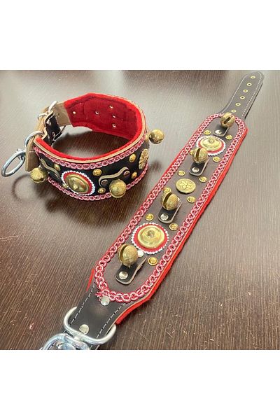 Sürmeli Tasma Genuine Buffalo Leather Kangal Dog Collar with Bells