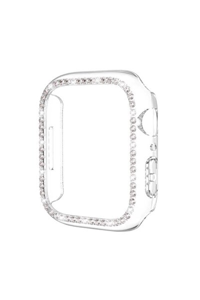 Ekolaks Apple Watch Edition 7.nesil 41mm Taşlı Bayan Sert Çerçeve Koruma Tasarım
