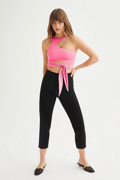 Açelya Okcu Tactel Tie Crop Blouse