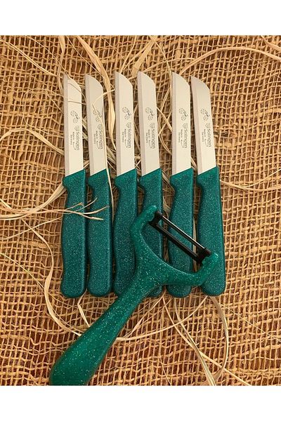 Solingen Green Glitter Fruit Knife And Peeler