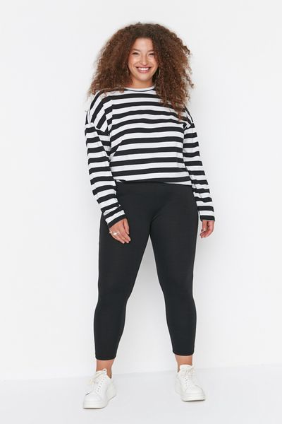 Buy Trendyol Plus Size Black Knitted Fleece Leggings Online