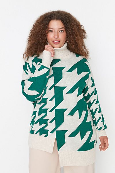 Trendyol Curve Green Turtleneck Knitwear Sweater TBBAW23AN00086